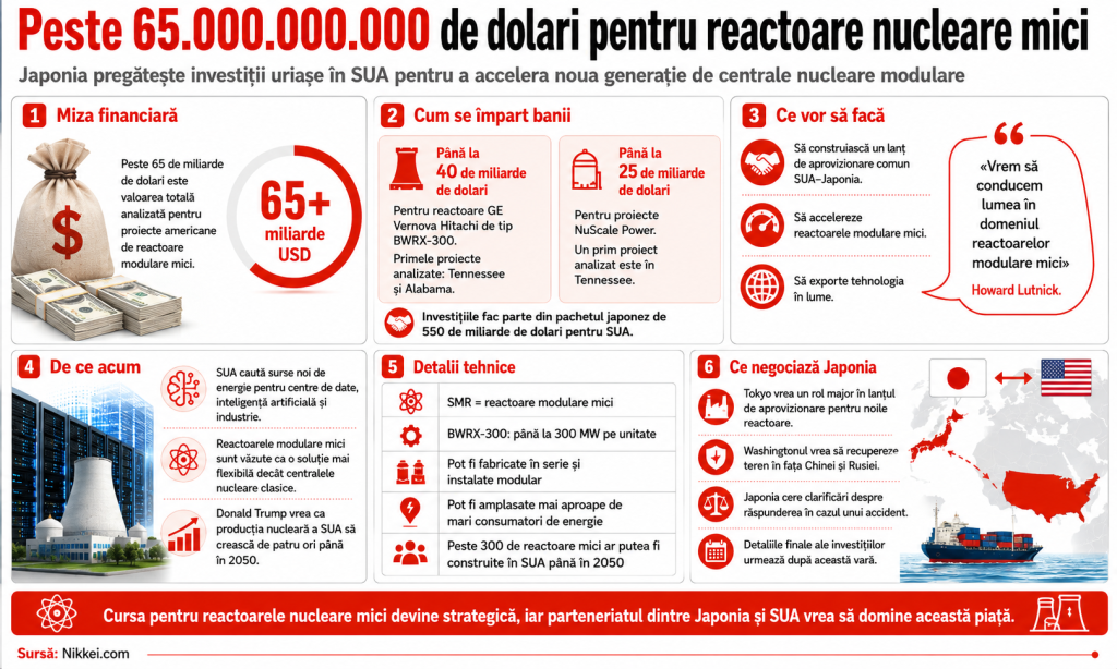 Peste 65.000.000.000 de dolari dă Japonia ca să construiască reactoare nucleare mici în SUA, asemănătoare cu cele din România: „Vrem să conducem lumea”