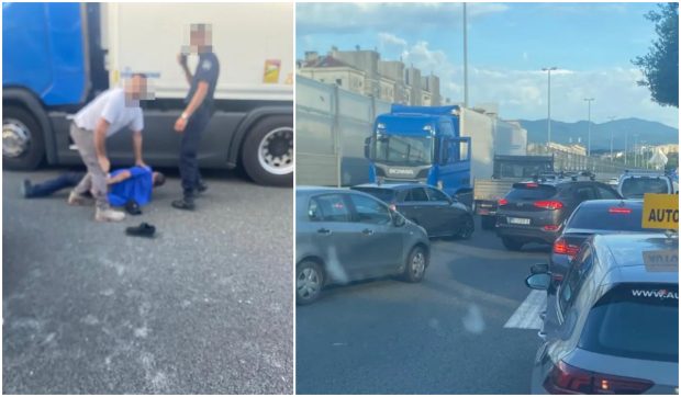 Un șofer român de TIR a fost scos cu forța din cabină și are