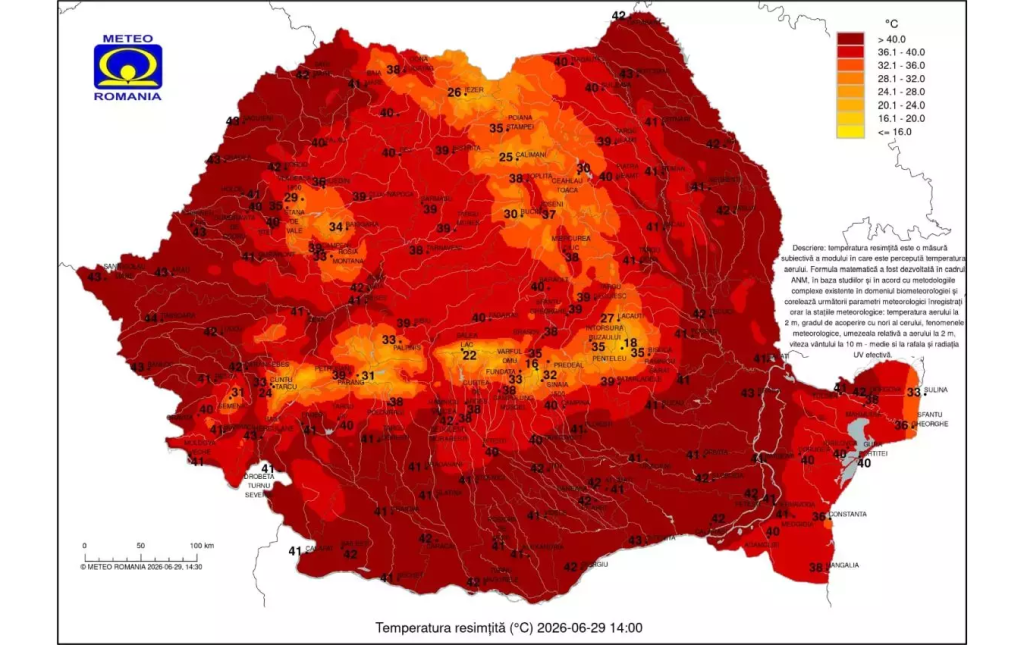 Temperaturi extreme în România: orașul unde aerul a devenit irespirabil, s-au resimțit 44 de grade Celsius la umbră