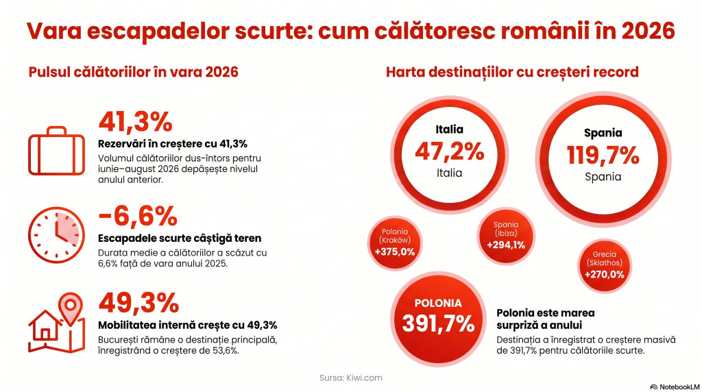 Românii au rezervat mai multe călătorii în 2026 comparativ cu anii precedenți, însă sejururile alese sunt mai scurte