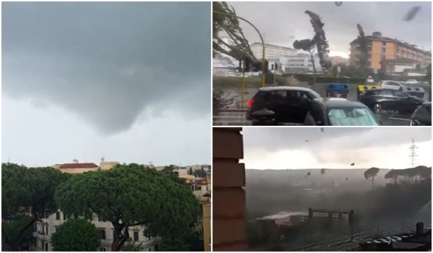Furtună violentă cu tornadă în Roma – tarabe smulse și zeci de copaci doborâți au paralizat traficul