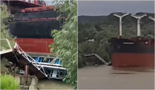 Nava cargo „Prince Zafer” a lovit pontonul de acostare din Tulcea, evitând la limită un accident grav cu pasageri