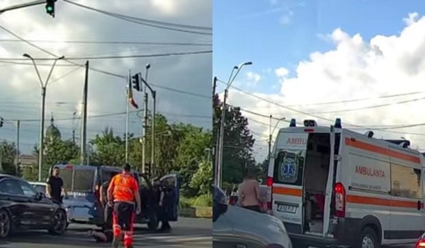 Scene neobișnuite în trafic: un bărbat din București a sărit din ambulanță și a fugit, aruncându-se pe asfalt după ce a văzut o dubă de jandarmi