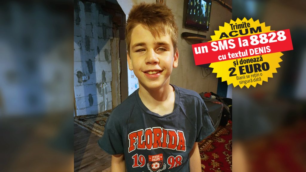 Denis, în vârstă de 12 ani, suferă de retinopatie bilaterală de prematuritate (ROP) de gradul V