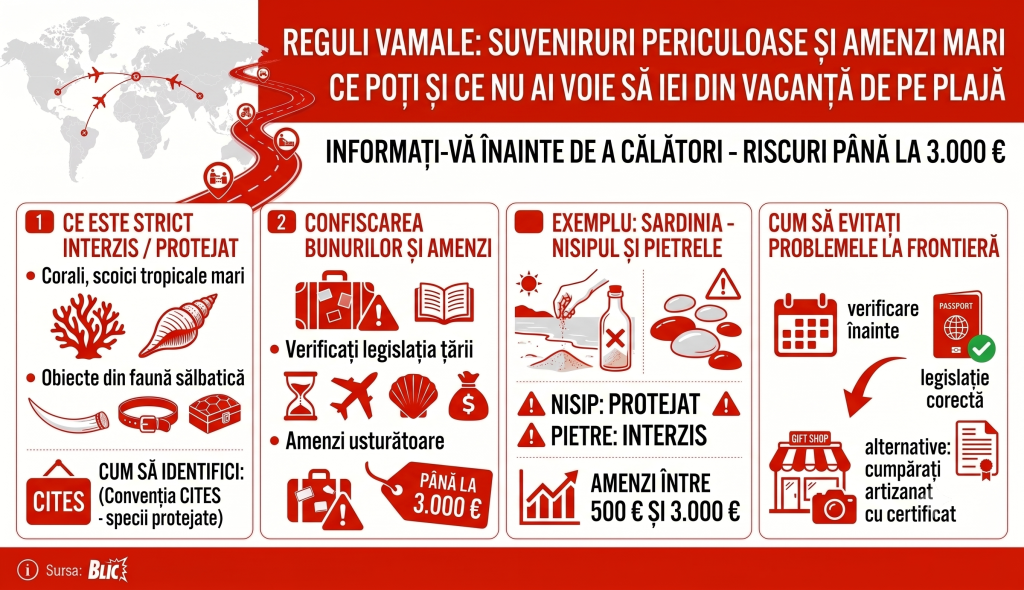 Acest suvenir luat de pe plajă te poate costa scump la graniță: turiștii care pleacă cu el riscă amenzi de până la 3.000 de euro