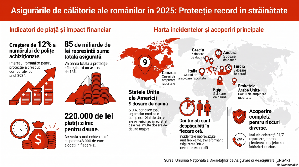 Doi turiști români au fost despăgubiți în fiecare oră, în 2025. Destinațiile în care s-au înregistrat cele mai scumpe urgențe medicale