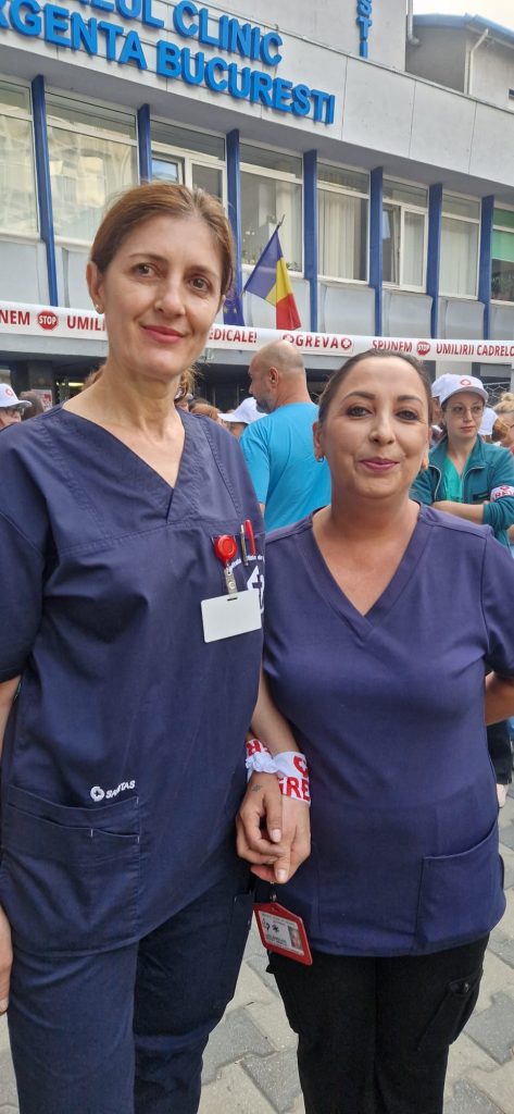 Greva din spitalele românești: Personalul medical de la Floreasca își strigă disperarea și drepturile! 1 Asistente medicale în grevă generală, de la secția de Ortopedie, Spitalul Floreasca