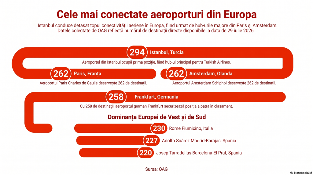 Unde poți zbura cel mai ușor din Europa: clasamentul aeroporturilor cu cele mai multe curse directe