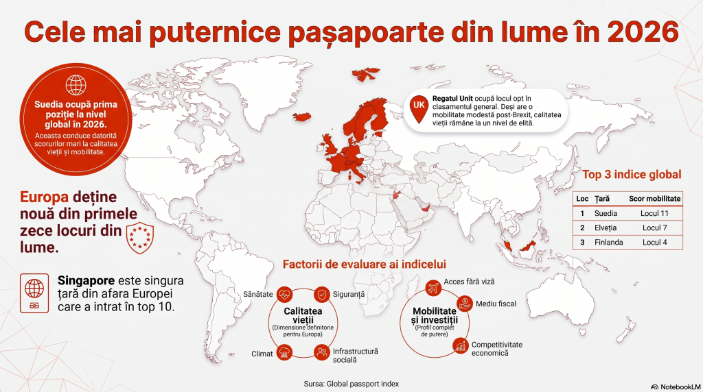 Schimbare istorică în topul celor mai puternice pașapoarte din lume. 9 din primele 10 țări din listă sunt din Europa