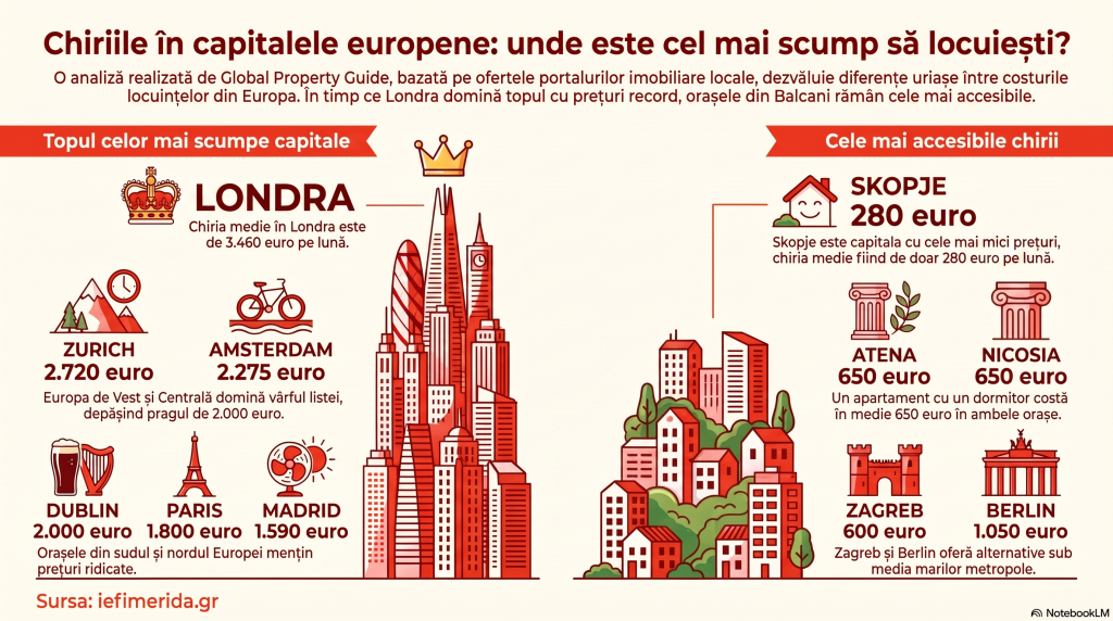 Cât costă chiria pentru un apartament cu două camere în capitalele Europei: orașul unde prețul depășește 3.400 de euro pe lună