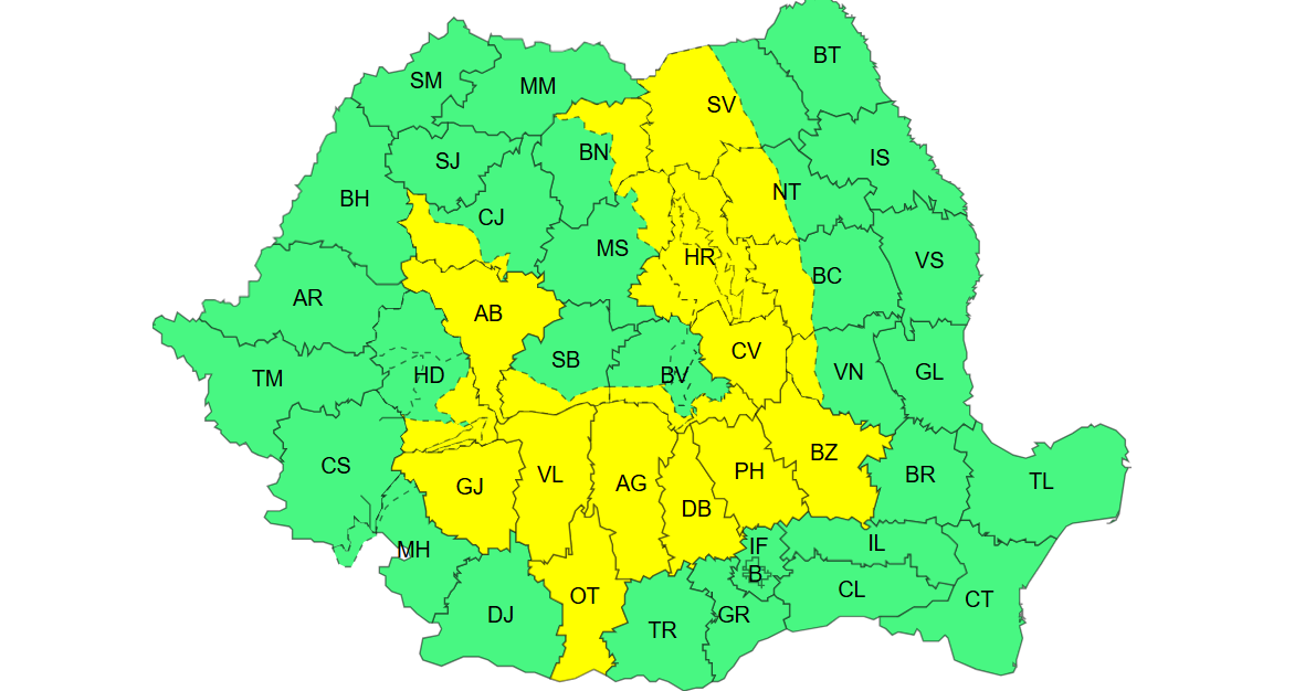 ANM anunță caniculă, nopți tropicale și furtuni în perioada 17-19 iulie 2026. Cod galben emis pentru mai multe județe din România