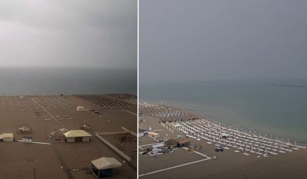 Litoralul românesc, abandonat în plin sezon din cauza furtunilor și temperaturilor scăzute. Imagini cu plaja din Mamaia, fără nici un turist: „Ca la sfârșit de sezon”