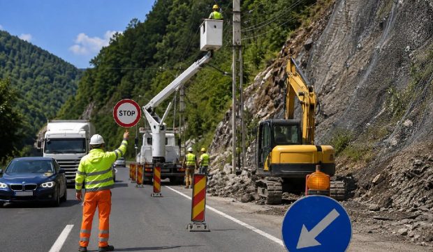 Încep lucrările de pregătire pentru protecția versanților pe DN 7CC! Circulația pe Centura Călimănești va fi restricționată în august