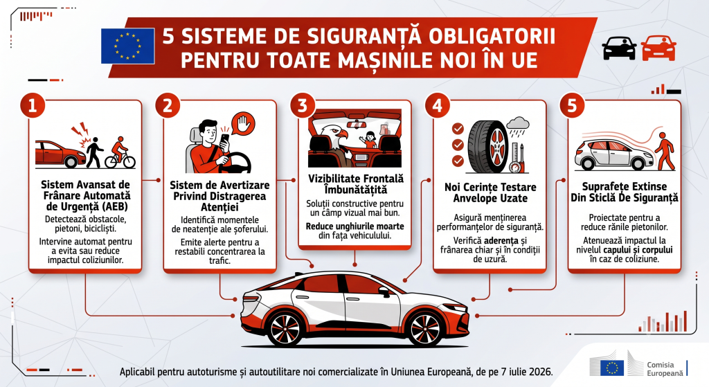 Cinci sisteme de siguranță obligatorii pentru orice mașină nouă, altfel nu mai circulă pe șoselele din Europa, de pe 7 iulie