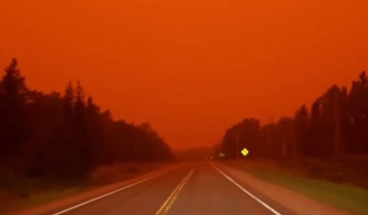 Poza pentru articolul Toronto s-a trezit sub un cer galben și a devenit, peste noapte, cel mai poluat oraș din lume. O suprafață cât Slovenia a ars în Canada