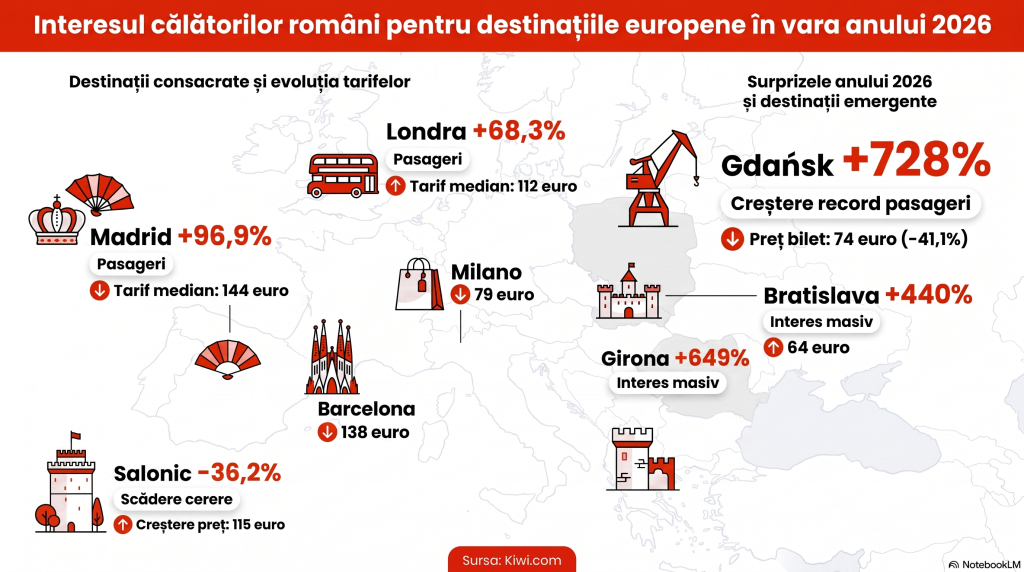 Orașul din Europa care a explodat în preferințele românilor: creștere de peste 700% a rezervărilor și zboruri la jumătate de preț
