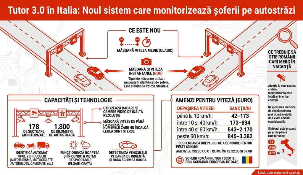 Tutor 3.0, noul sistem care monitorizează șoferii pe autostrăzile din Italia. Ce trebuie să știe românii care merg acolo în vacanță