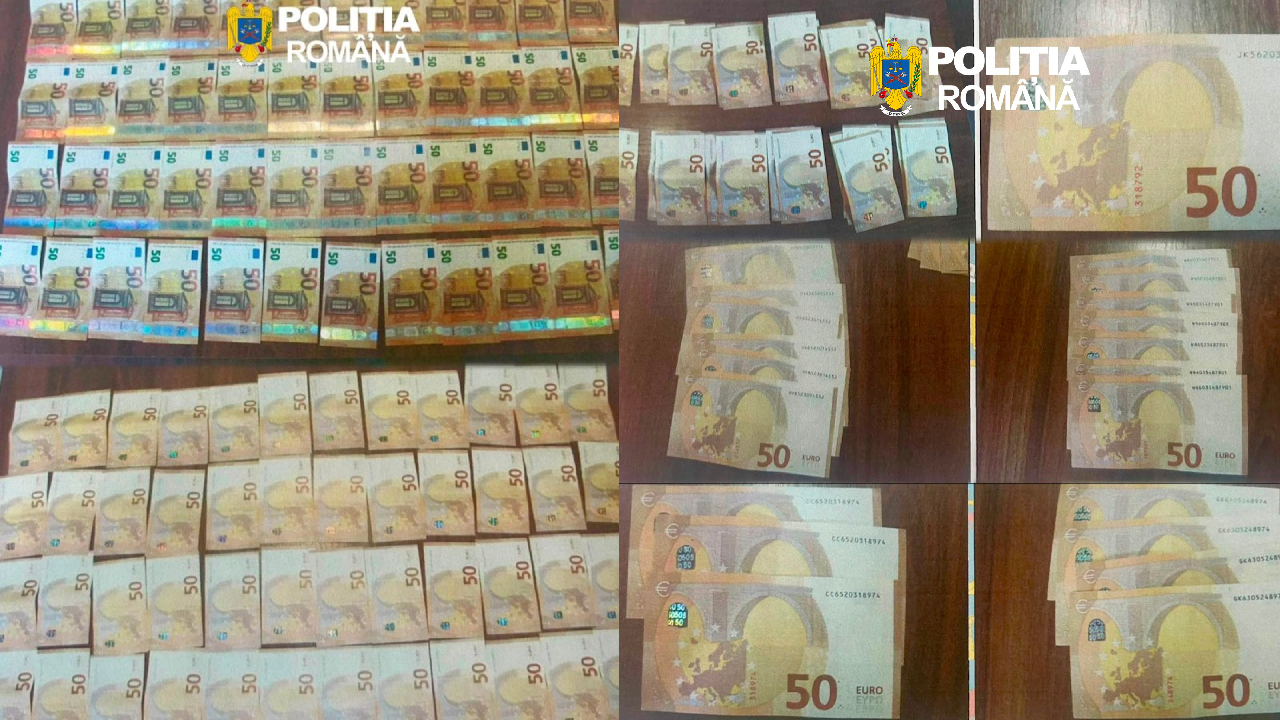 Au plătit trei mașini cu 262 de bancnote false de 50 de euro. Ce au descoperit polițiștii