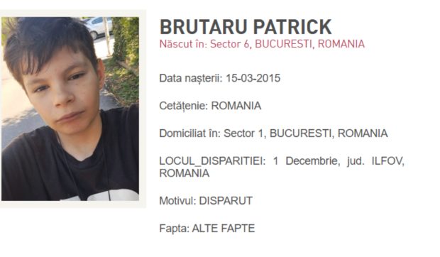 Mesaj RO-Alert după ce Brutaru Patrick, un băiețel de 11 ani, a plecat de la adresa din Popești-Leordeni, județul Ilfov