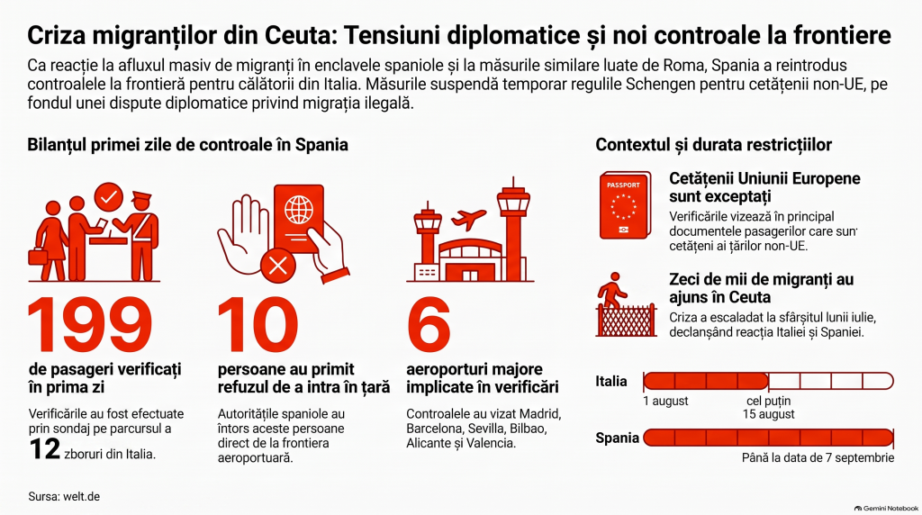 Criza migranților din Ceuta: ce s-a întâmplat în prima zi după ce Spania a început să verifice pasagerii veniți din Italia