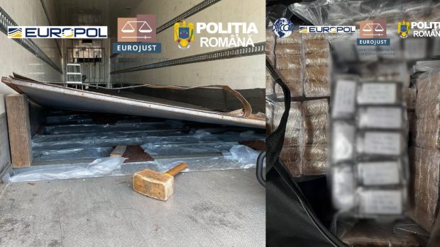 Traficanți români și străini au transportat aproape 1,7 tone de droguri în Europa, folosind TIR-uri cu compartimente secrete