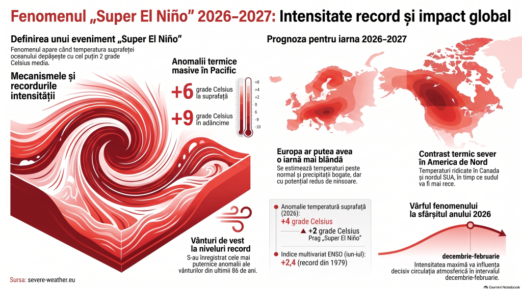 El Niño se îndreaptă spre o intensitate record și schimbă prognozele pentru Europa. Cum va fi vremea la toamnă și în iarna 2026-2027