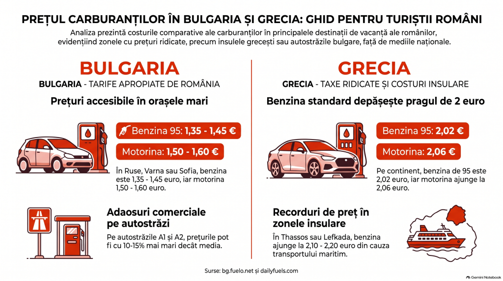Cât costă benzina și motorina în Bulgaria sau Grecia. Românii scot din buzunar mai mult decât se așteaptă la pompă, în vacanță