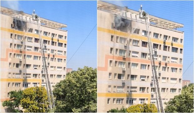 Incendiu puternic într-un apartament de la etajul 10 al unui bloc din Sectorul 3 din București. Zeci de locatari s-au autoevacuat. 6 autospeciale ISU intervin