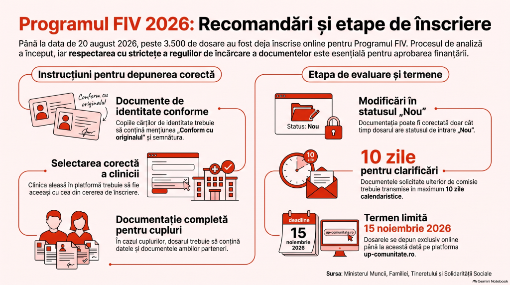Înscrieri Programul FIV 2026: Ce să verifici înainte să trimiți dosarul și ce greșeală poți face la completarea datelor
