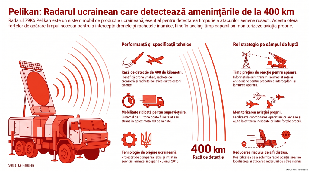 Ce este Pelikan, radarul ucrainean care detectează drone și rachete de la 400 de kilometri distanță