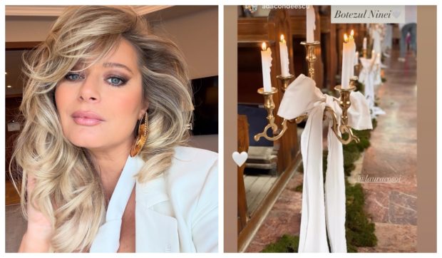 Ținuta purtată de Laura Cosoi la botezul Ninei a atras atenția tuturor. Imagini cu întreaga familie, în biserica din Maramureș