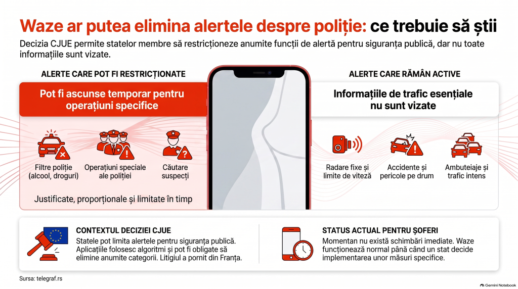 Waze ar putea elimina alertele de poliție în unele țări europene. Ce a decis Curtea de Justiție a UE