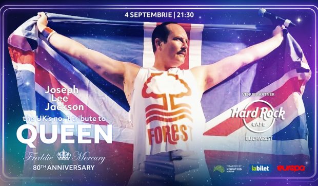 Concert aniversar Freddie Mercury la Hard Rock Cafe București: Joseph Lee Jackson aduce show-ul „Tribute Queen – 80th Anniversary” pe 4 septembrie