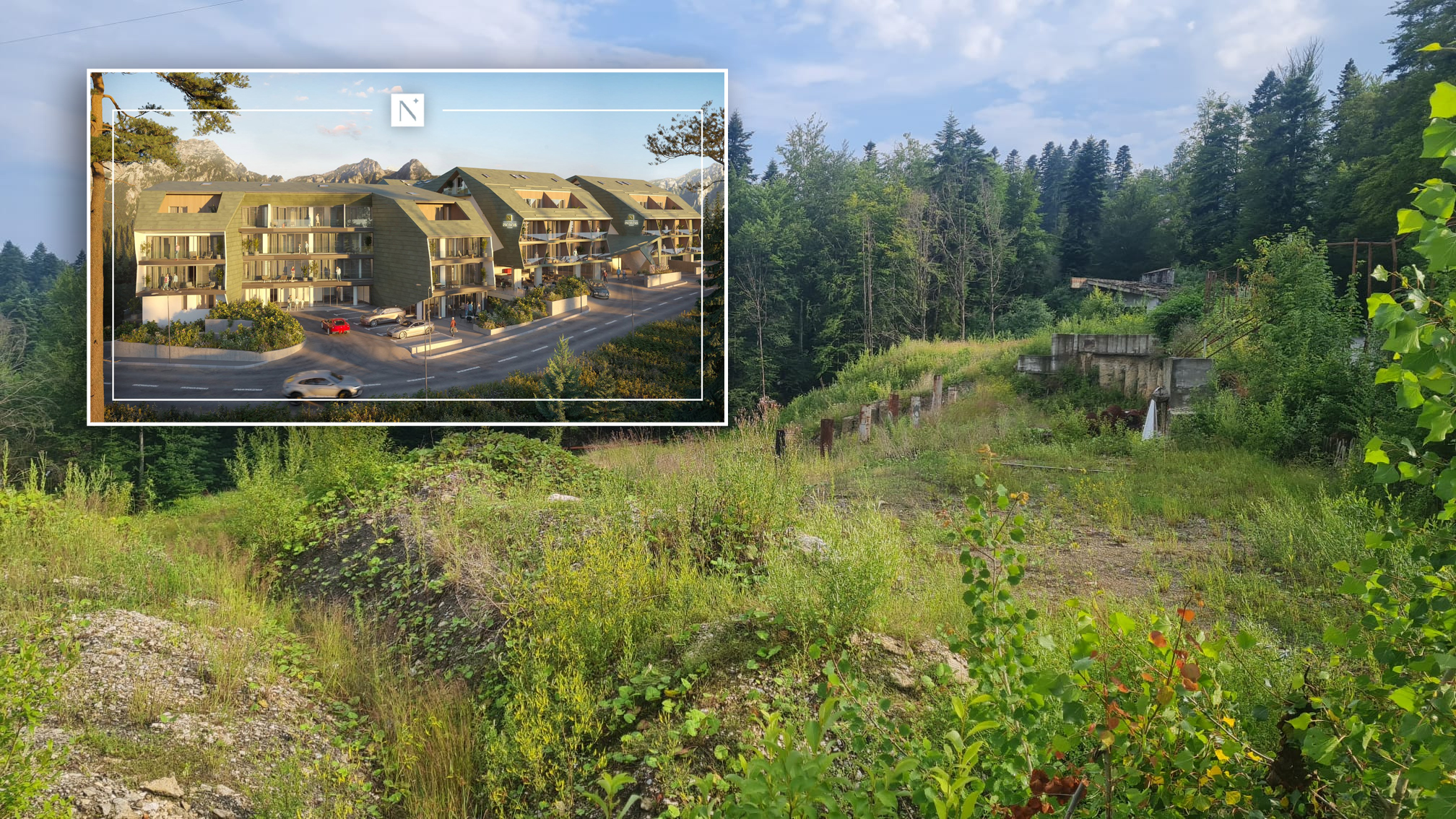 Proiectul Nordis Sinaia, unde un apartament era vândut cu peste 470.000 de euro, a rămas doar o groapă abandonată