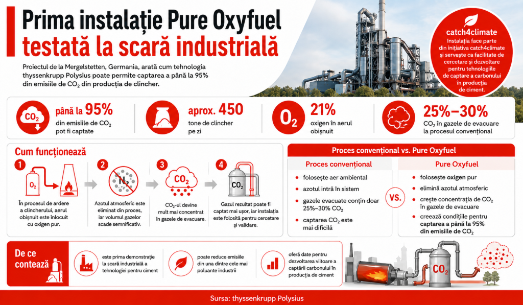 Germania a construit cu 120.000.000 de euro prima instalație din lume care folosește oxigen pur la 1.450°C și poate capta până la 95% din CO₂