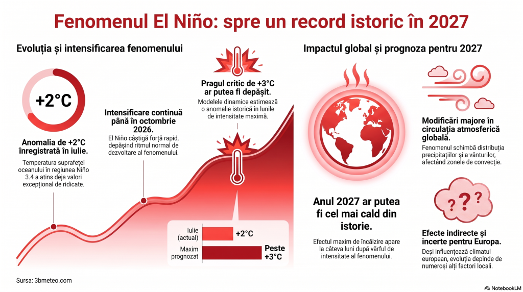 El Niño se intensifică într-un ritm neobișnuit și specialiștii avertizează că 2027 ar putea deveni cel mai fierbinte an înregistrat vreodată