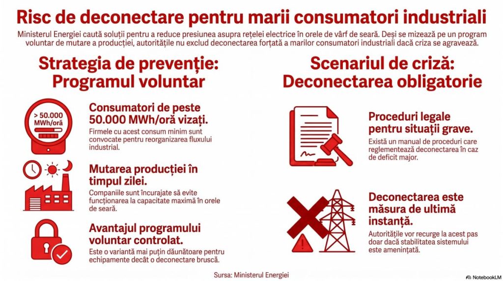 Ministerul Energiei ia măsuri urgente: marii consumatori industriali sunt chemați la dialog pentru a evita criza energetică! 1 Infografic cu riscul deconectării marilor consumatori industriali