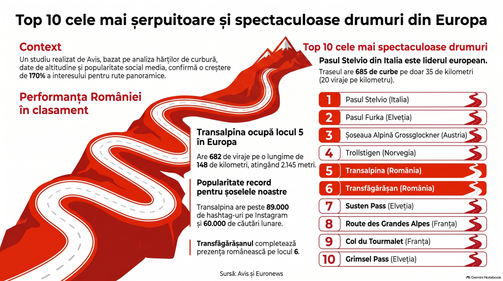 Drumurile românești incluse de presa franceză în top 10 cele mai șerpuitoare și pitorești drumuri din Europa: „Sunt multe lucruri de văzut”