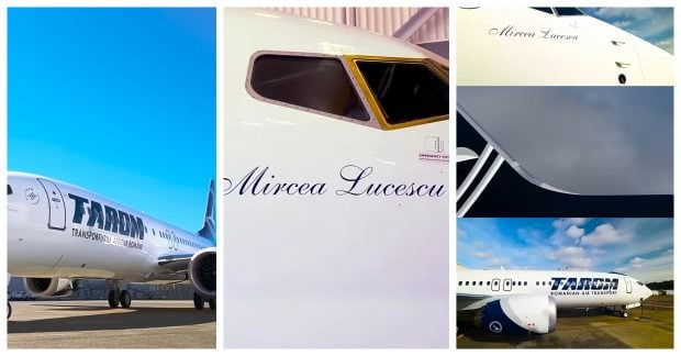 Primul Boeing 737 MAX din flota TAROM a fost botezat „Mircea Lucescu”: aeronava a fost preluată de la fabrica din Seattle