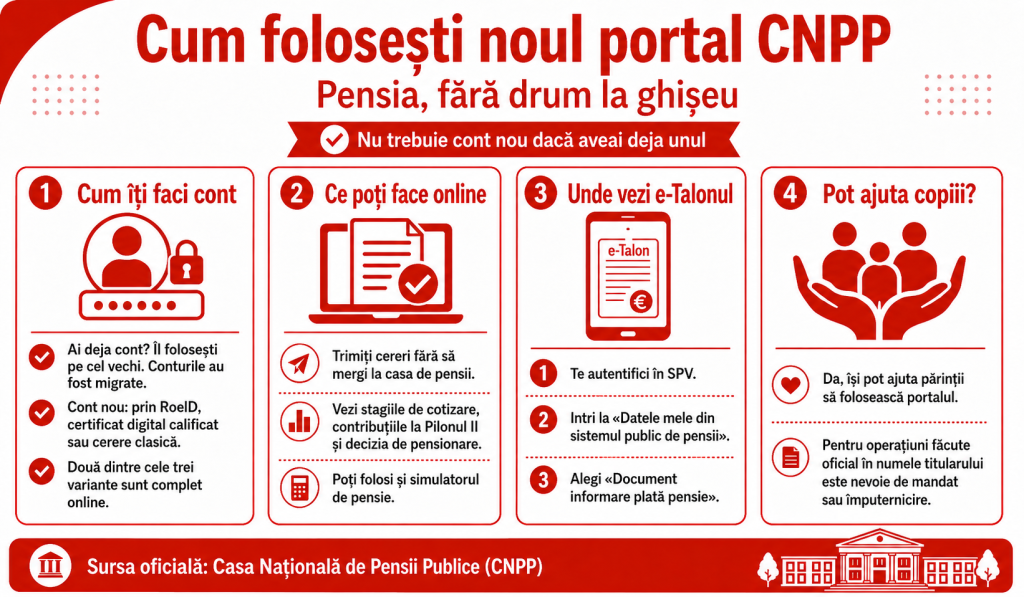 Pensia, fără drum la ghișeu: cum folosești noul portal CNPP și unde vezi e-Talonul în 2026