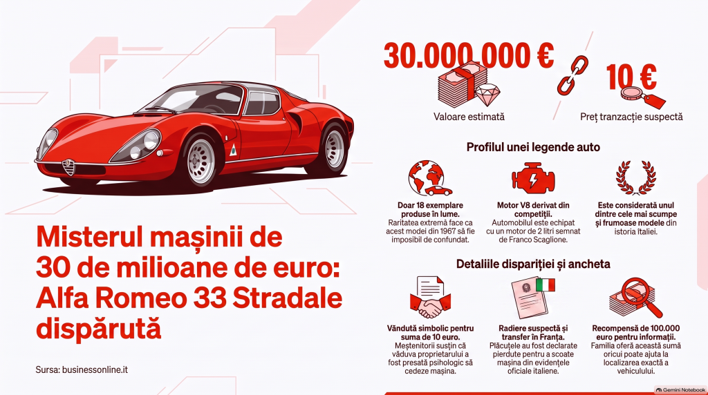 Poza pentru articolul 100.000 de euro recompensă pentru o Alfa Romeo 33 Stradale din 1967: mașina de 30.000.000 de euro a fost vândută cu 10 euro și a dispărut după moartea proprietarului